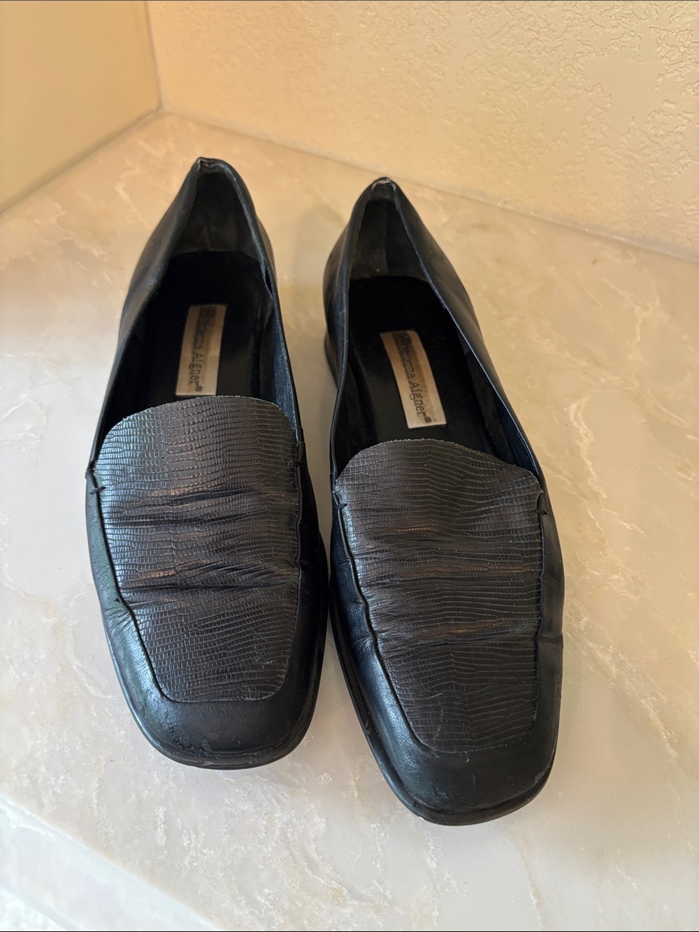 Etienne Aigner Black Leather Slip-On Loafers 9